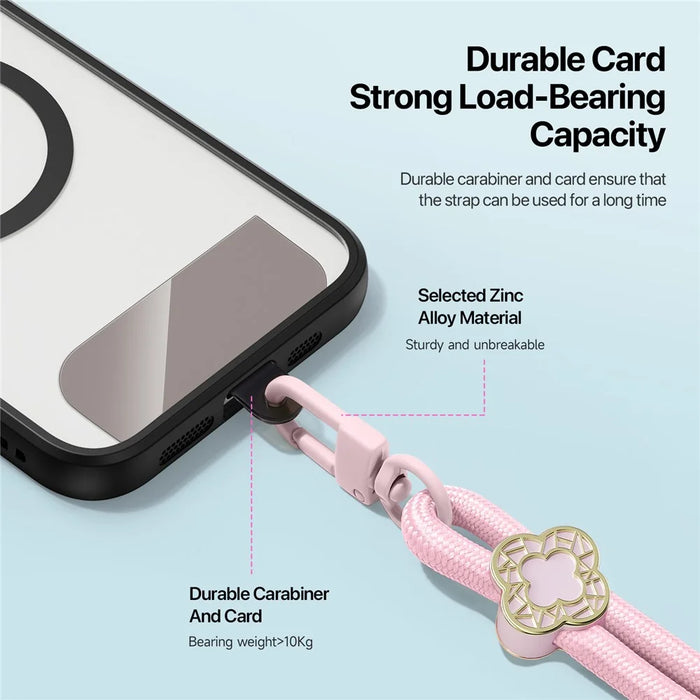 DUX DUCIS Garden Series Phone Lanyard Adjustable Neck Strap with Begonia Pattern - Light Pink - 7