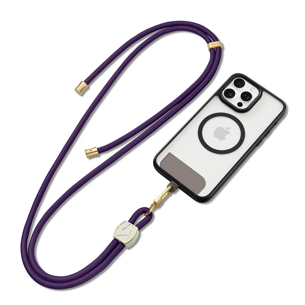 DUX DUCIS Garden Series Phone Lanyard Adjustable Neck Strap with Ice Crack Pattern - Dark Purple - 1