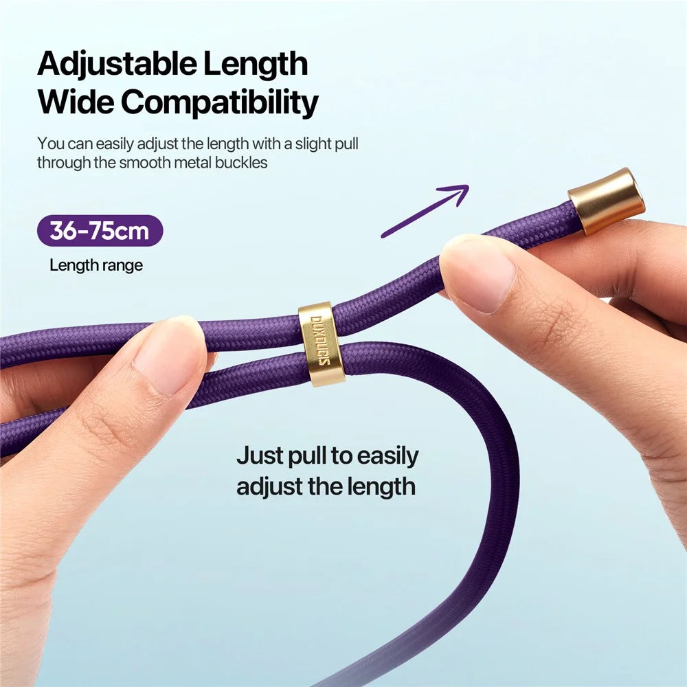 DUX DUCIS Garden Series Phone Lanyard Adjustable Neck Strap with Ice Crack Pattern - Dark Purple - 5
