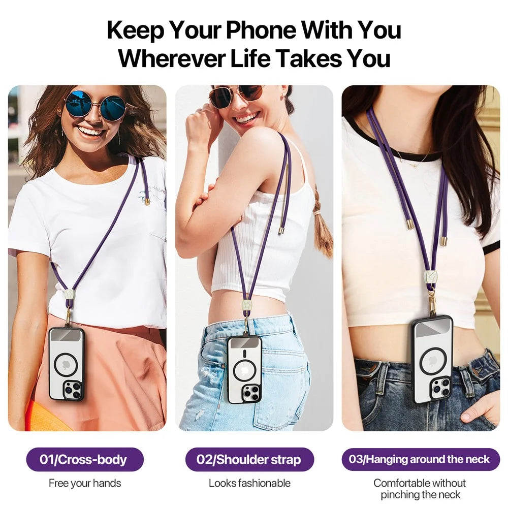 DUX DUCIS Garden Series Phone Lanyard Adjustable Neck Strap with Ice Crack Pattern - Dark Purple - 6