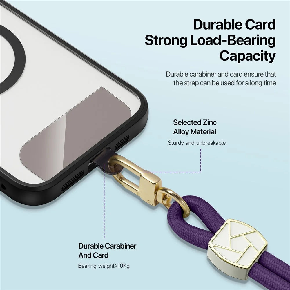 DUX DUCIS Garden Series Phone Lanyard Adjustable Neck Strap with Ice Crack Pattern - Dark Purple - 7