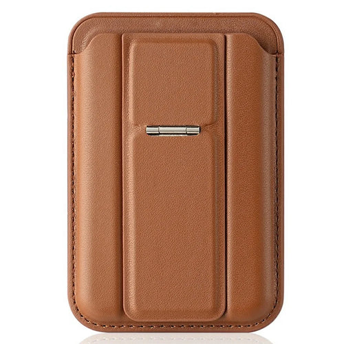 Leather Magnetic Card Holder Kickstand Combo Multi Card Slots For iPhone Series - Brown - 1
