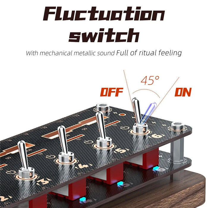 AODUKE Cyberpunk Style Walnut 6-Port USB 2.0 Hub with Independent Switches SD TF Card Storage Rack - 3