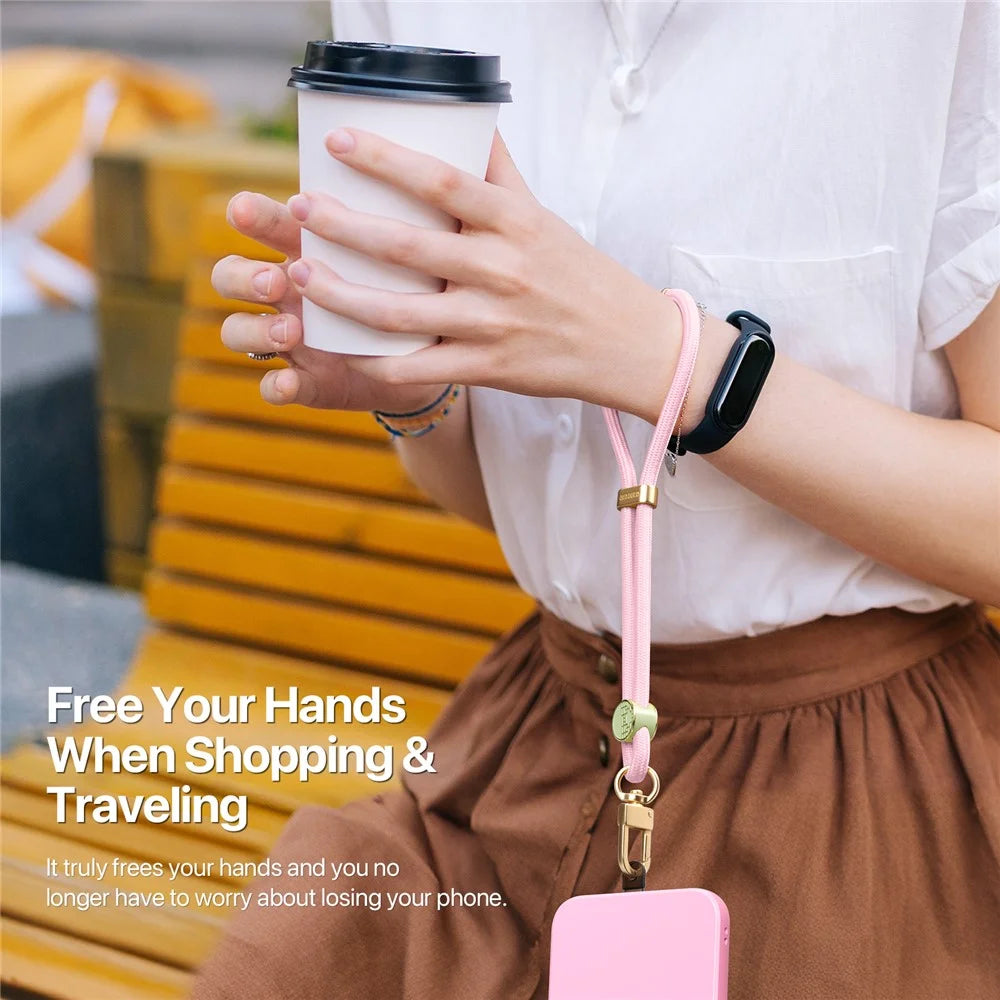 DUX DUCIS For Universal  Garden Series Phone Lanyard Adjustable Wrist Strap with Tile - Light Pink - 5
