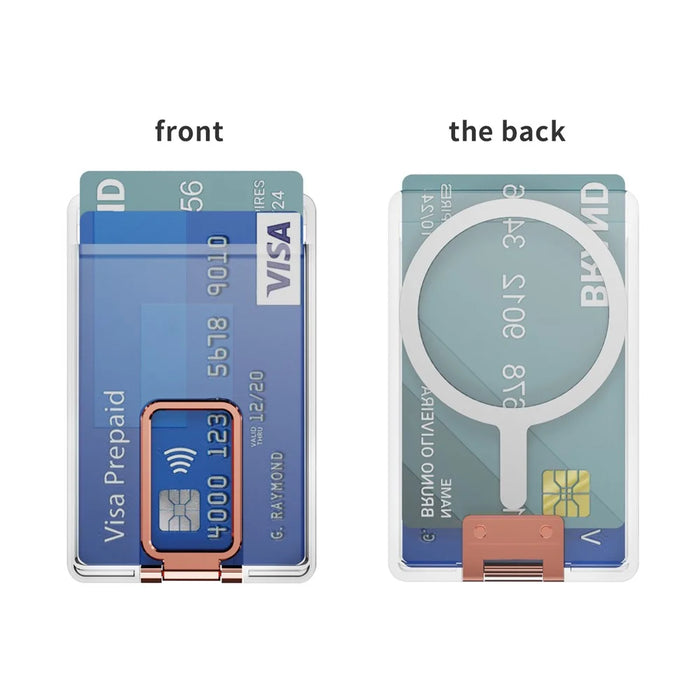 Card Holder Magnetic Ring Kickstand For Phone Cases Multi Angle Adjustable Ultra Thin Card Storage Bag - Rose Gold - 5