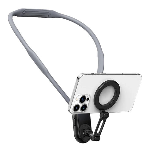 Magnetic Neck Phone Holder Multi-Functional Stand Sports Camera Support Adjustable Viewing Angles - Grey - 1