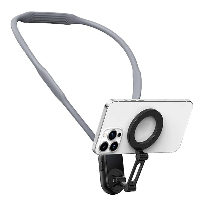 Magnetic Neck Phone Holder Multi-Functional Stand Sports Camera Support Adjustable Viewing Angles - Grey - 1