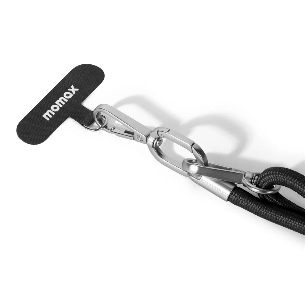 MOMAX Cord 150cm Adjustable Braided Phone Lanyard Anti Lost Cellphone Crossbody Strap with Tether Tab - Black - 2