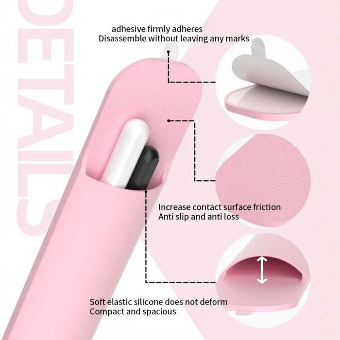 Universal Silicone Stylus Storage Case Compact Portable Waterproof Dustproof Scratch Resistant Pencil Bag - Pink - 3