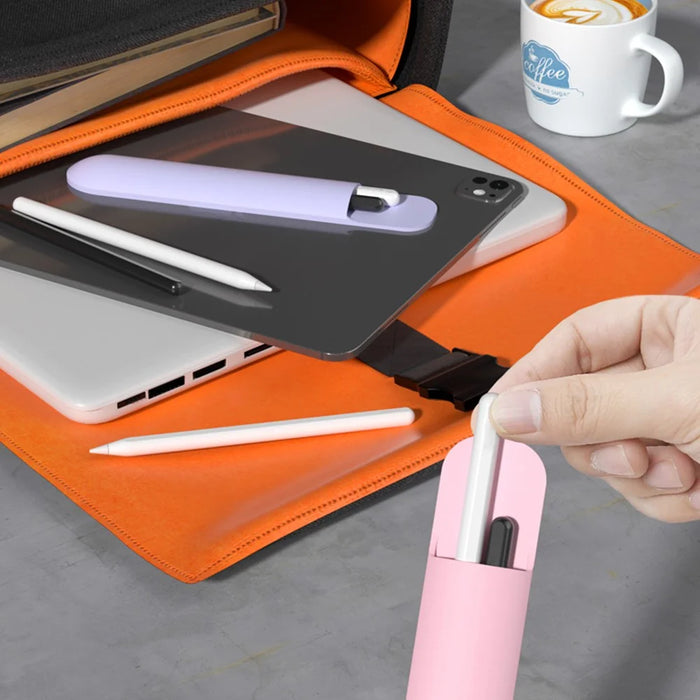 Universal Silicone Stylus Storage Case Compact Portable Waterproof Dustproof Scratch Resistant Pencil Bag - Pink - 5