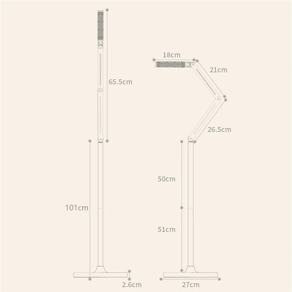 BONERUY P86L Retractable Floor Stand 360 Degree Rotatable Lazy Bracket for Streaming Studying - 6