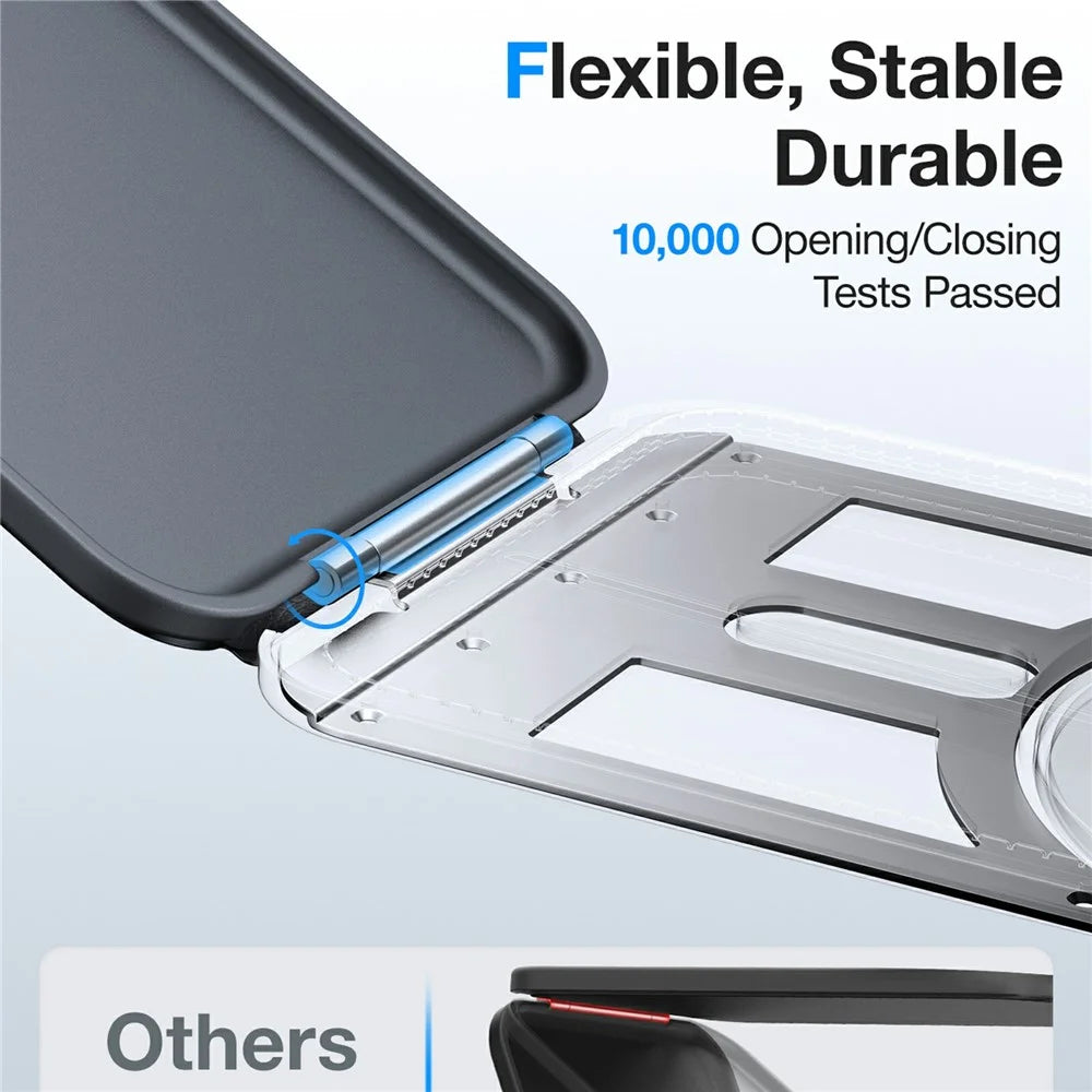 TORRAS Magnetic Card Holder 360° Rotatable Stand 3 Card Storage Pouch - Black - 5