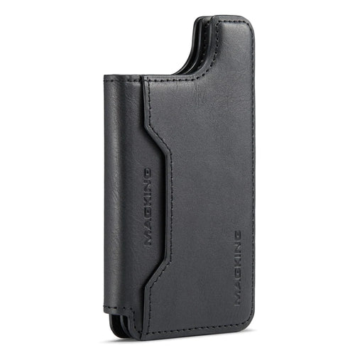 MAGKING K3 Card Holder Tri-Fold Magnetic RFID Blocking PU Leather Wallet - Black - 1