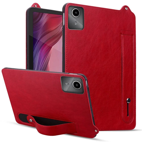 For Lenovo Xiaoxin Pad 11 2025 / Tab K11 Gen 2 TB336 / Idea Tab / Tab M11 Case Hand Strap Kickstand Leather Tablet Cover - Red - 1