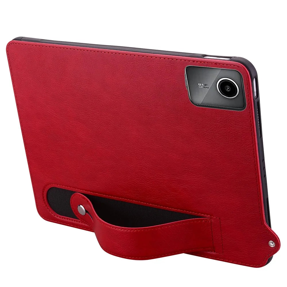 For Lenovo Xiaoxin Pad 11 2025 / Tab K11 Gen 2 TB336 / Idea Tab / Tab M11 Case Hand Strap Kickstand Leather Tablet Cover - Red - 2