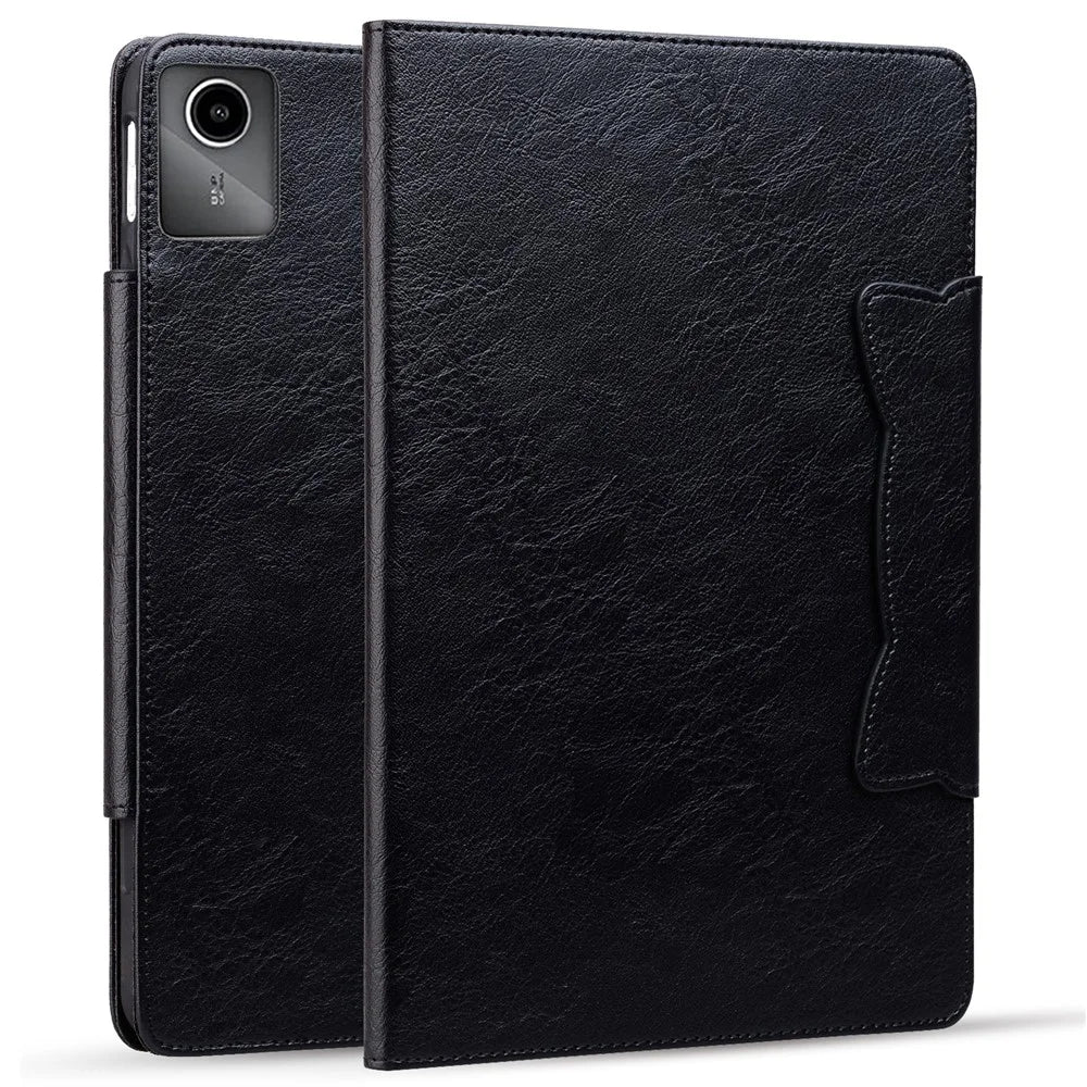 For Lenovo Xiaoxin Pad 11 2025 / Tab K11 Gen 2 TB336 / Idea Tab / Tab M11 Case Cat Buckle Closure Leather Protective Stand Cover - Black - 1