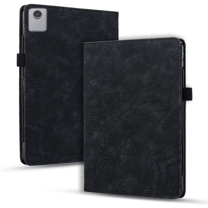For Lenovo Xiaoxin Pad 11 2025 / Tab K11 Gen 2 TB336 / Idea Tab / Tab M11 Tablet Case Card Slots Leather Cover Flower Pattern - Black - 1