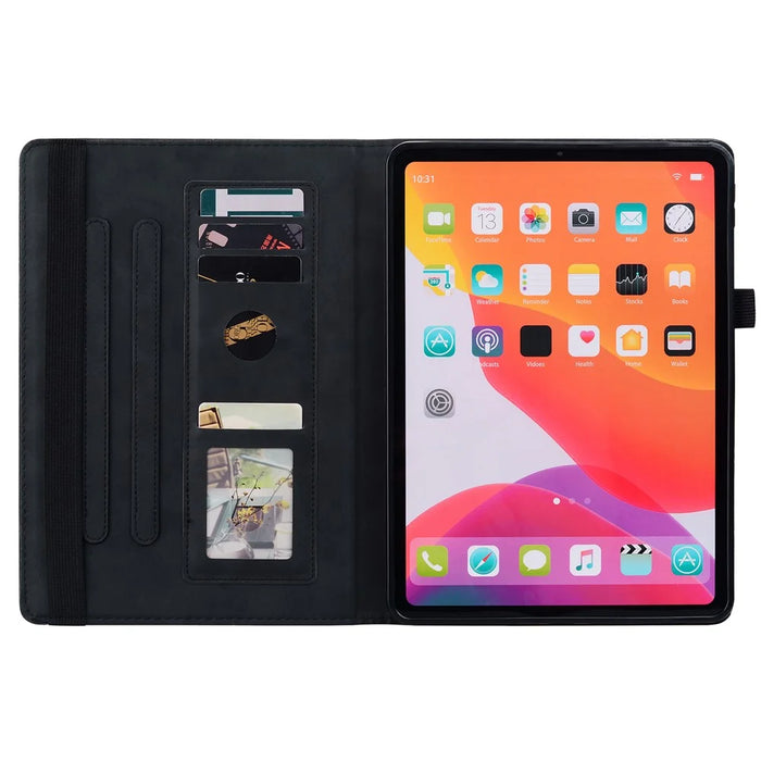 For Lenovo Xiaoxin Pad 11 2025 / Tab K11 Gen 2 TB336 / Idea Tab / Tab M11 Tablet Case Card Slots Leather Cover Flower Pattern - Black - 2