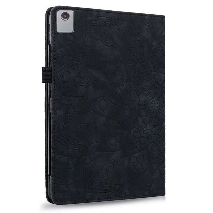 For Lenovo Xiaoxin Pad 11 2025 / Tab K11 Gen 2 TB336 / Idea Tab / Tab M11 Tablet Case Card Slots Leather Cover Flower Pattern - Black - 4