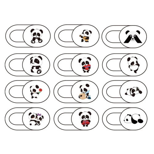 12Pcs / Set Cartoon Panda Pattern Laptop Tablet Phone Camera Privacy Protection Slider Cover Webcam Adhesive Cover - 1