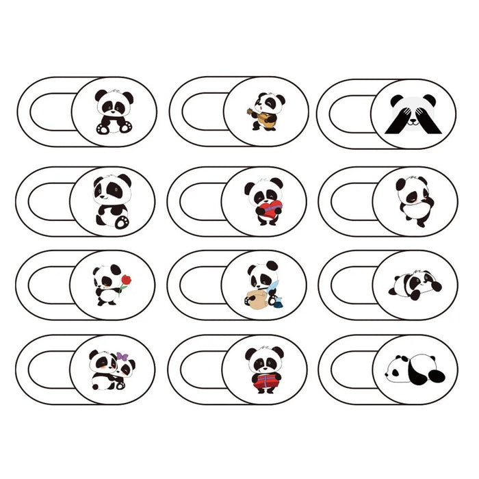 12Pcs / Set Cartoon Panda Pattern Laptop Tablet Phone Camera Privacy Protection Slider Cover Webcam Adhesive Cover - 1