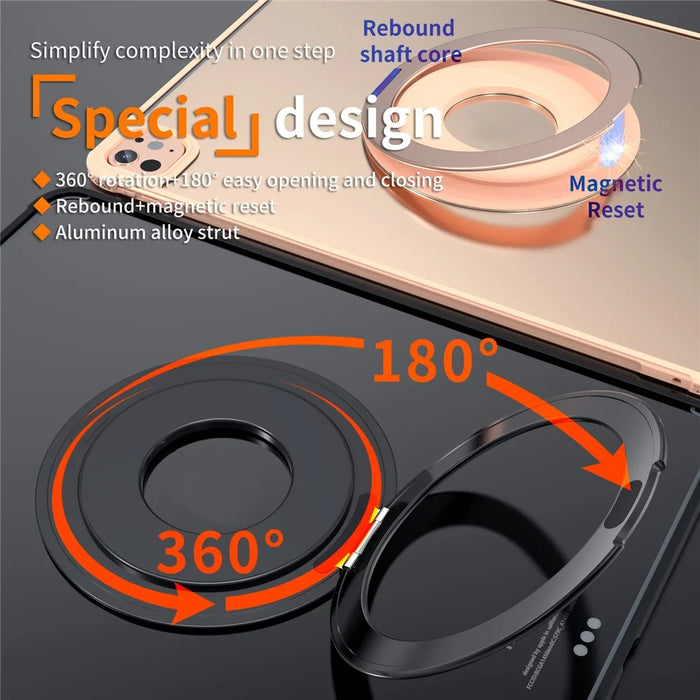 360 Degree Rotating Aluminum Alloy Stand Adhesive Adjustable Phone Tablet Kickstand - Black - 3