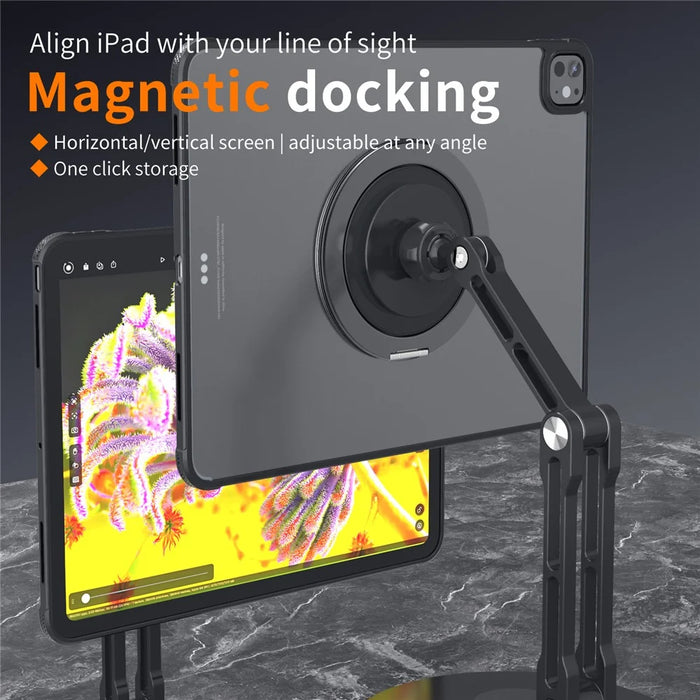360 Degree Rotating Aluminum Alloy Stand Adhesive Adjustable Phone Tablet Kickstand - Black - 6