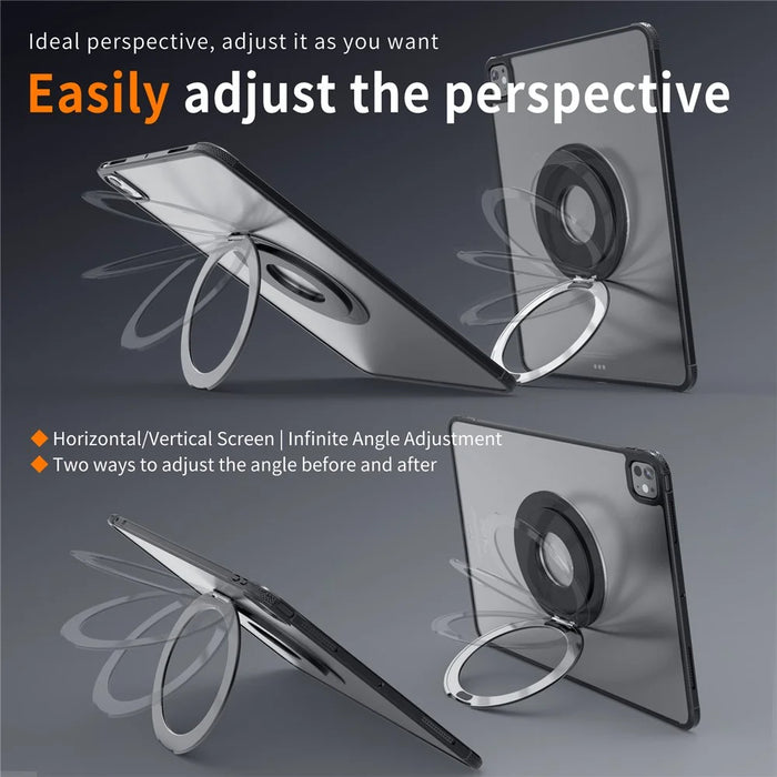 360 Degree Rotating Aluminum Alloy Stand Adhesive Adjustable Phone Tablet Kickstand - Black - 7