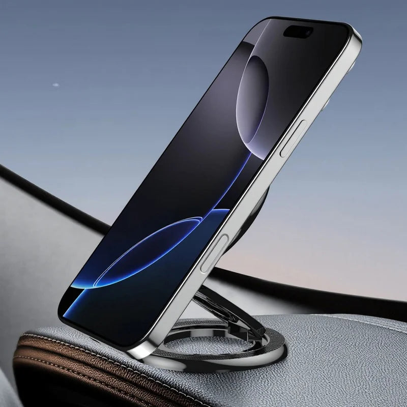 ZF007 Dual-Side Magnetic Phone Holder Foldable 360° Rotating Phone Stand for Treadmill / Exercise Bike - Carbon Fiber Gray - 5