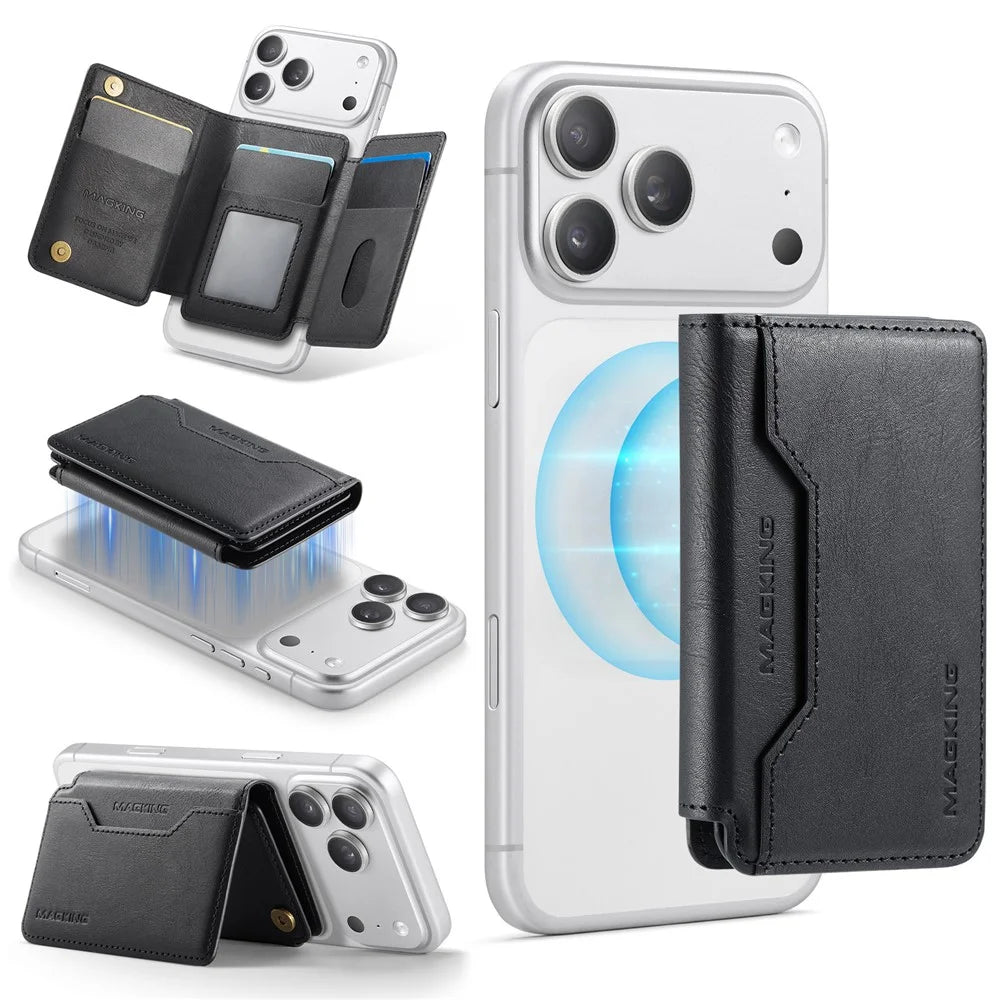 MAGKING K3 PRO Magnetic Detachable Phone Card Holder Kickstand RFID Blocking 6 Card Slots - Black - 1