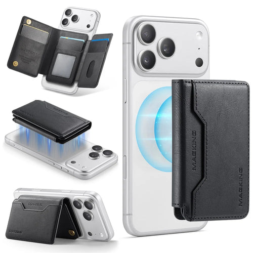 MAGKING K3 PRO Magnetic Detachable Phone Card Holder Kickstand RFID Blocking 6 Card Slots - Black - 1