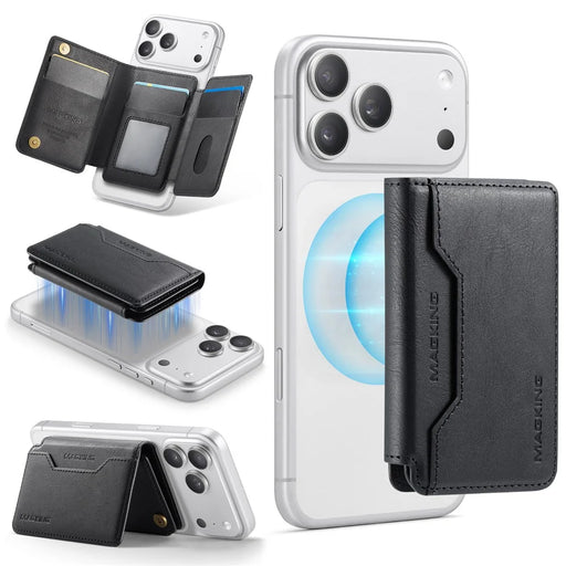 MAGKING K3 PRO Magnetic Detachable Phone Card Holder Kickstand RFID Blocking 6 Card Slots - Black - 1