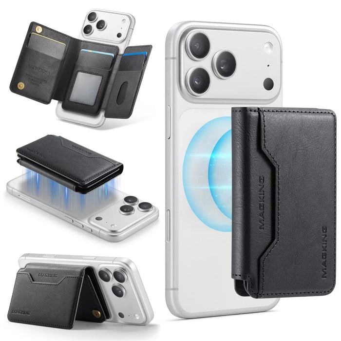 MAGKING K3 PRO Magnetic Detachable Phone Card Holder Kickstand RFID Blocking 6 Card Slots - Black - 1