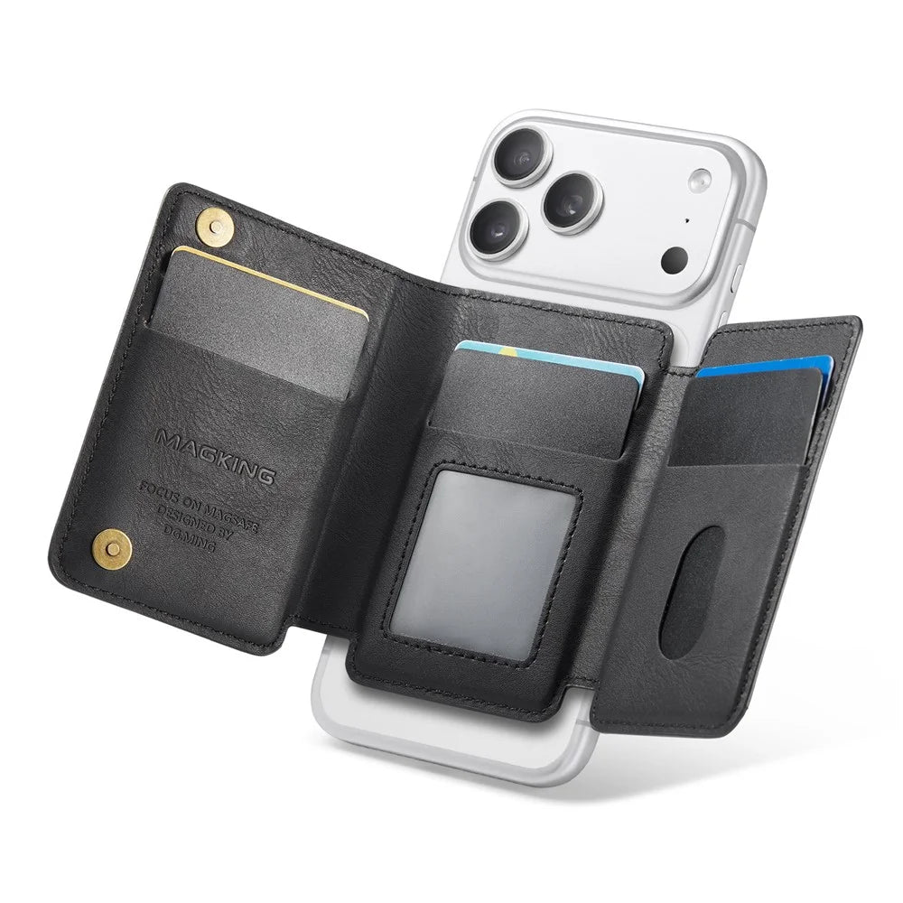 MAGKING K3 PRO Magnetic Detachable Phone Card Holder Kickstand RFID Blocking 6 Card Slots - Black - 5