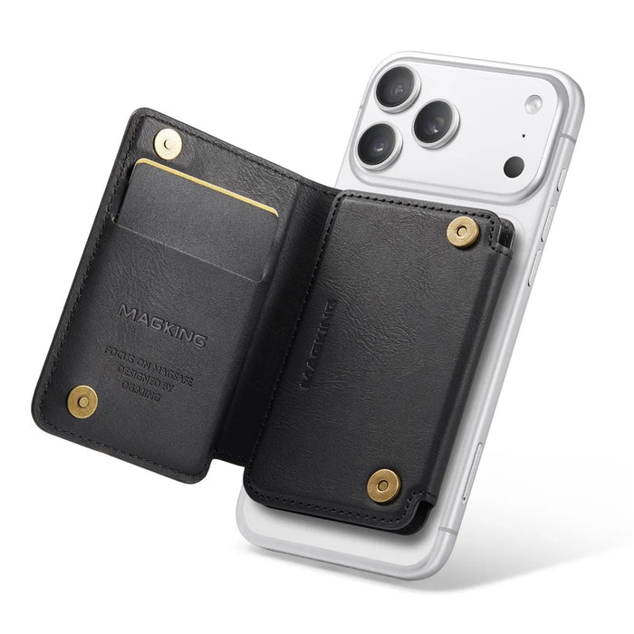MAGKING K3 PRO Magnetic Detachable Phone Card Holder Kickstand RFID Blocking 6 Card Slots - Black - 6