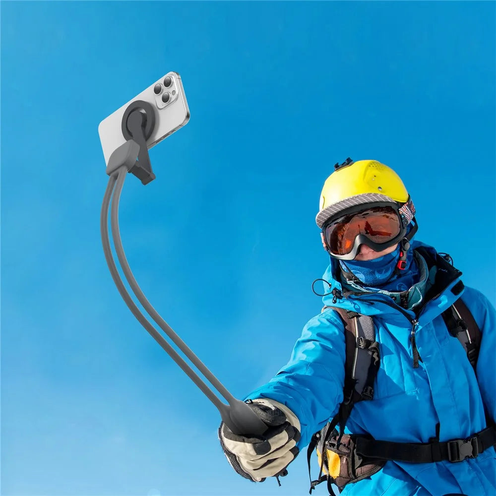 K08-2M Magnetic Neck Phone Holder 360 Degree Rotation Phone Neck Mount Hand Free POV - Grey - 6