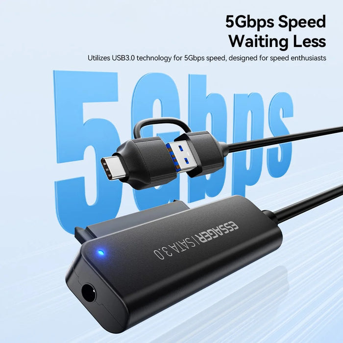 ESSAGER 5Gbps High Speed Data Transfer 2 in 1 USB 3.0  /  Type-C to SATA Adapter Cable for External Hard Drive SSD - 7