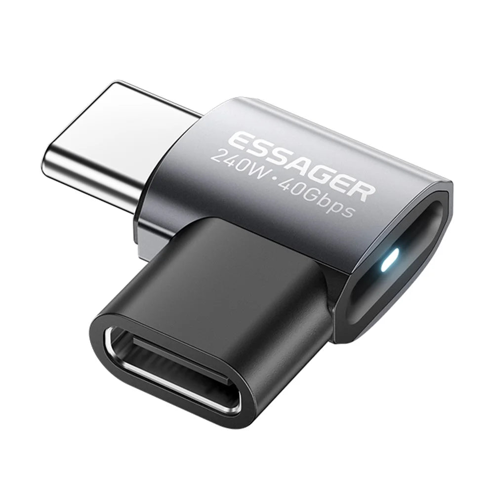ESSAGER USB4.0 Data Adapter for Micro USB to Type-C 40Gbps Data Transfer 240W PD Fast Charging Adapter - Grey / 7-Shaped - 1