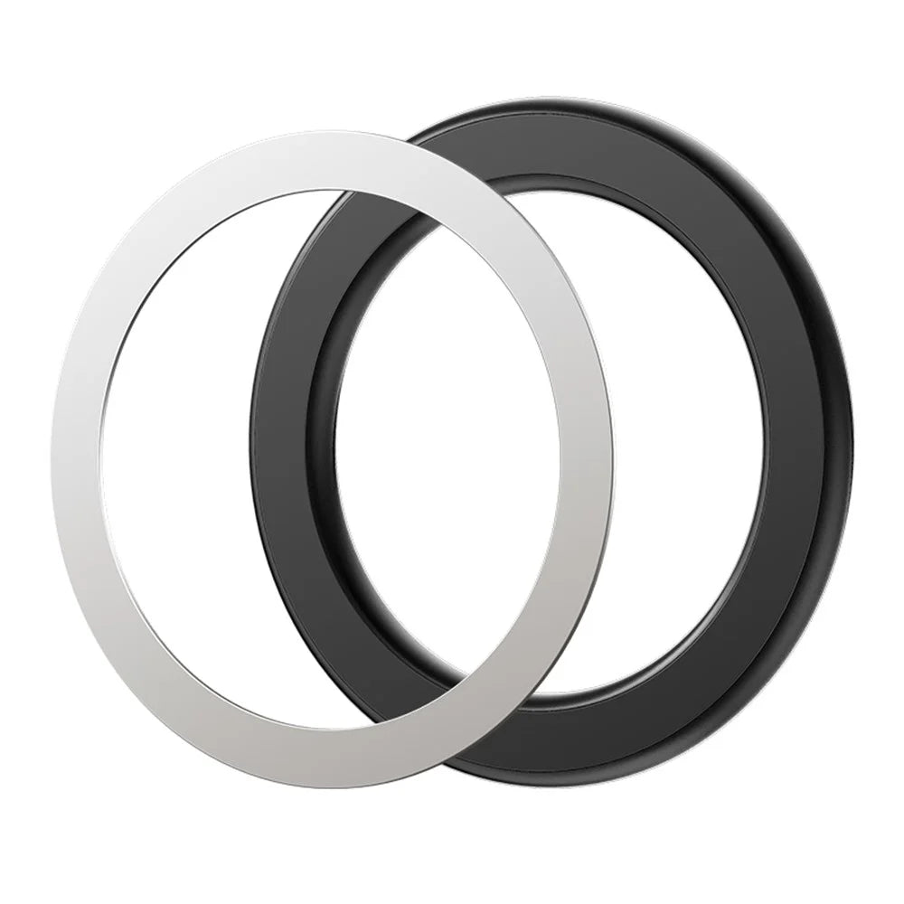 ESSAGER Phone Circular Magnetic Ring with Magnetic Sheet 360° Rotatable Adjustable Magnet Ring Strong Adsorption - Black - 1