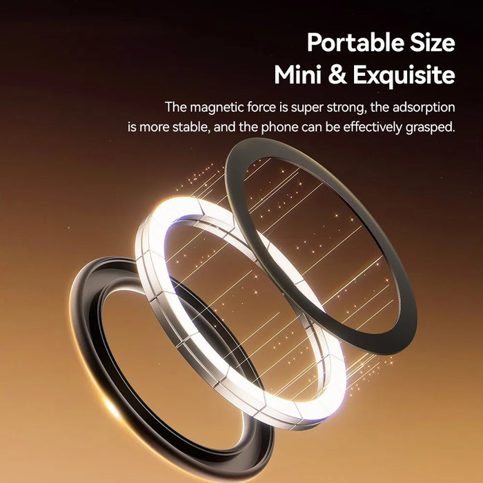 ESSAGER Phone Circular Magnetic Ring with Magnetic Sheet 360° Rotatable Adjustable Magnet Ring Strong Adsorption - Black - 3