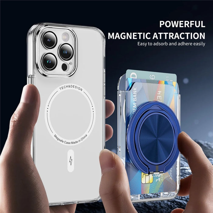 Phone Card Holder Magnetic Kickstand Slim PC Phone Back Card Case - Navy Blue - 2