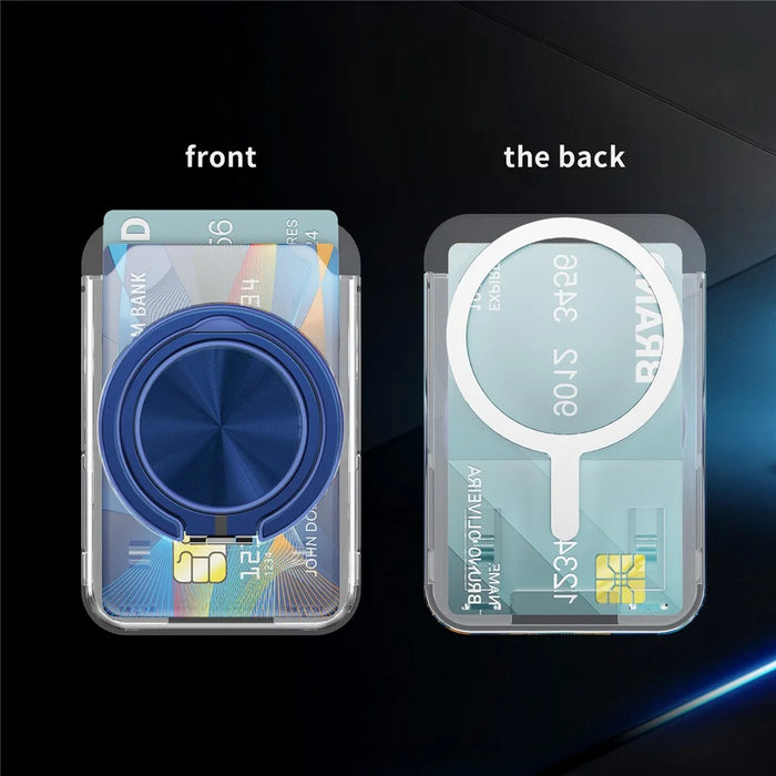 Phone Card Holder Magnetic Kickstand Slim PC Phone Back Card Case - Navy Blue - 3
