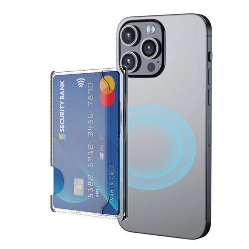 Side-Mount Clear Card Holder Magnetic Slim Phone Back Card Case - 1