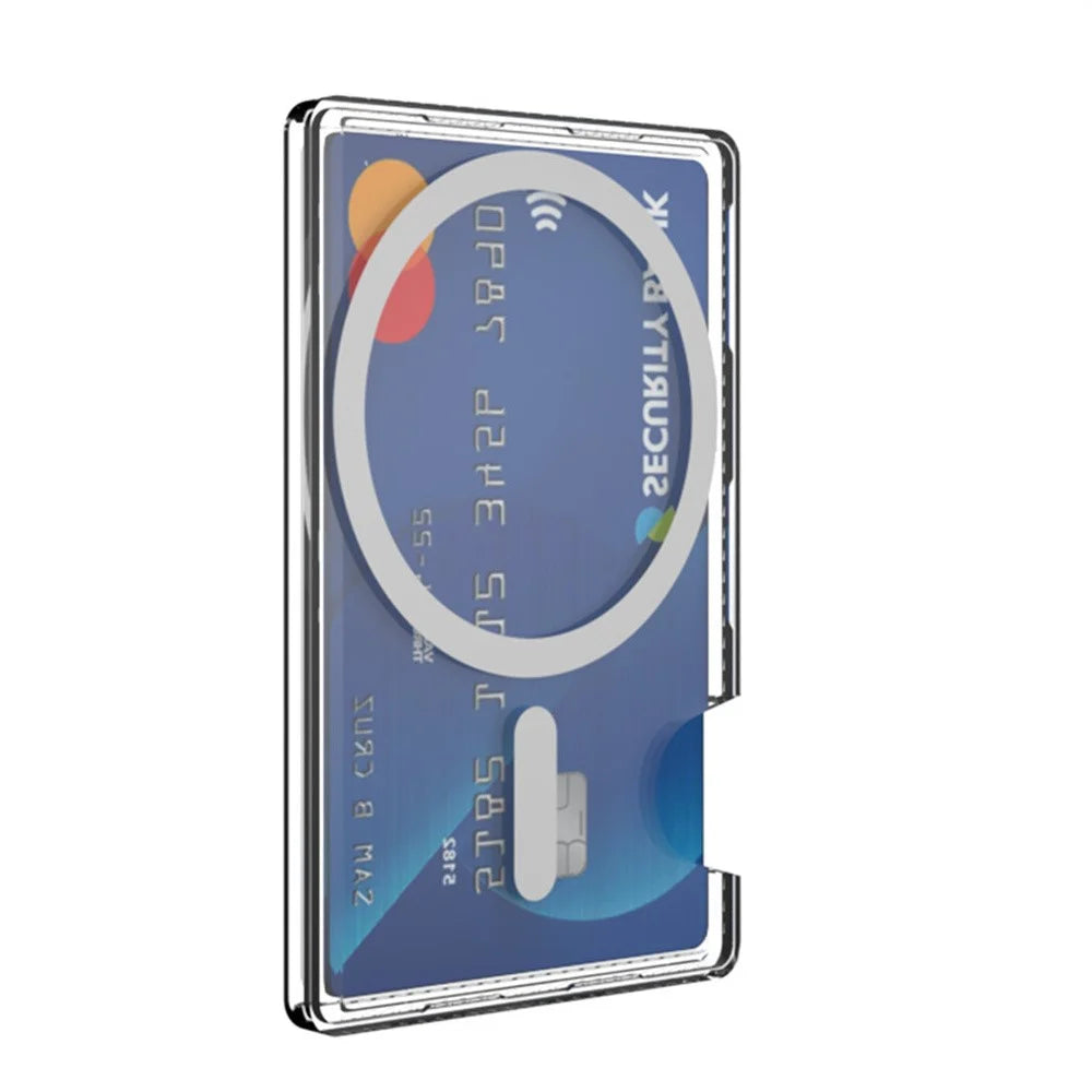 Side-Mount Clear Card Holder Magnetic Slim Phone Back Card Case - 2