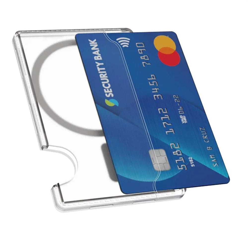 Side-Mount Clear Card Holder Magnetic Slim Phone Back Card Case - 6