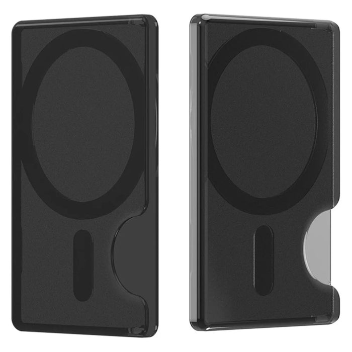 Side Push Card Holder Strong Magnetic Slim Phone Back Card Case - Transparent Black - 4