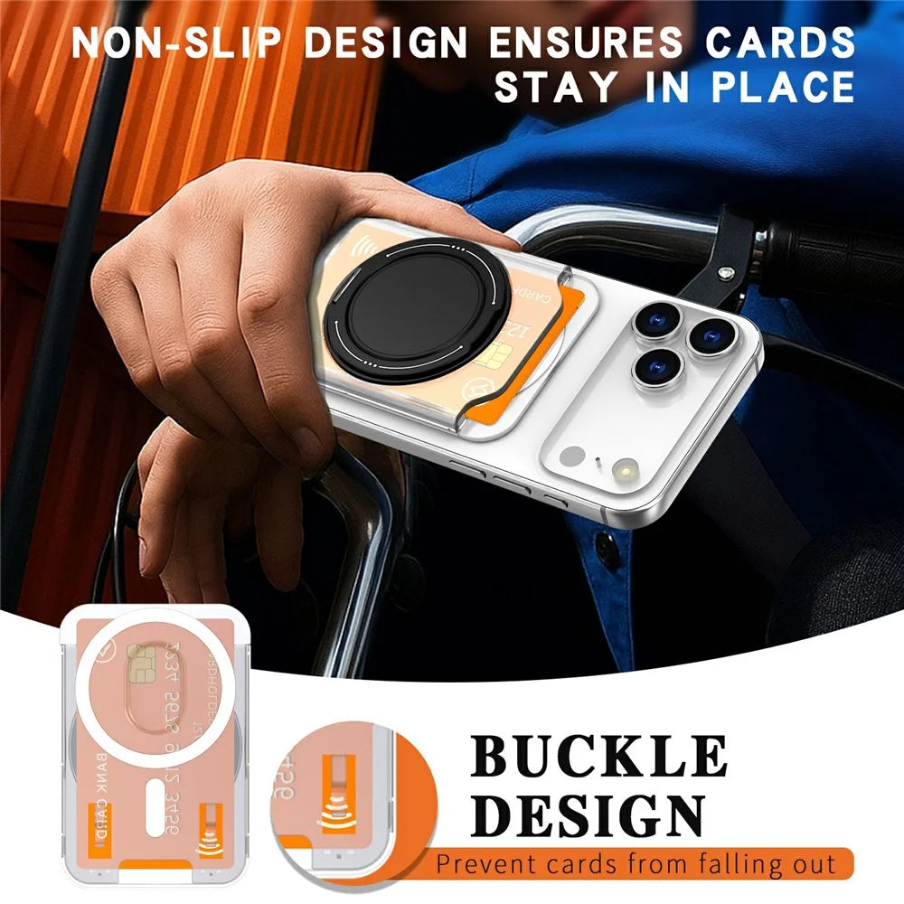 Rotary Ring Holder Magnetic Phone Card Holder Hard PC Card Slot with Aluminum Alloy Kickstand - Translucent - 4