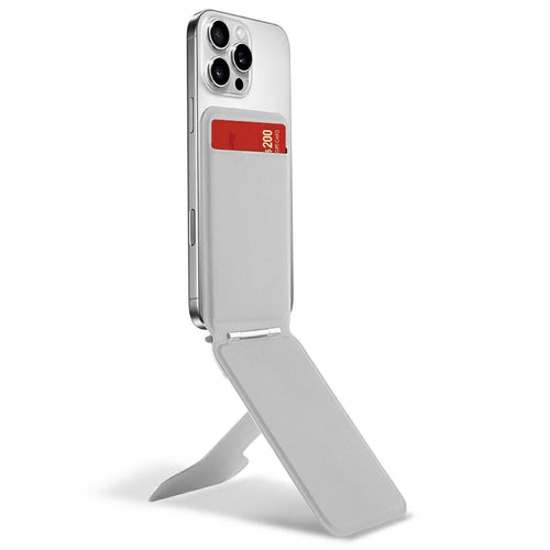 DO AS YOU WISH Foldable Square Magnetic Phone Stand with Card Holder 30-90° Adjustable Phone Desktop Holder Rotary with Magnetic Plate - Grey - 1
