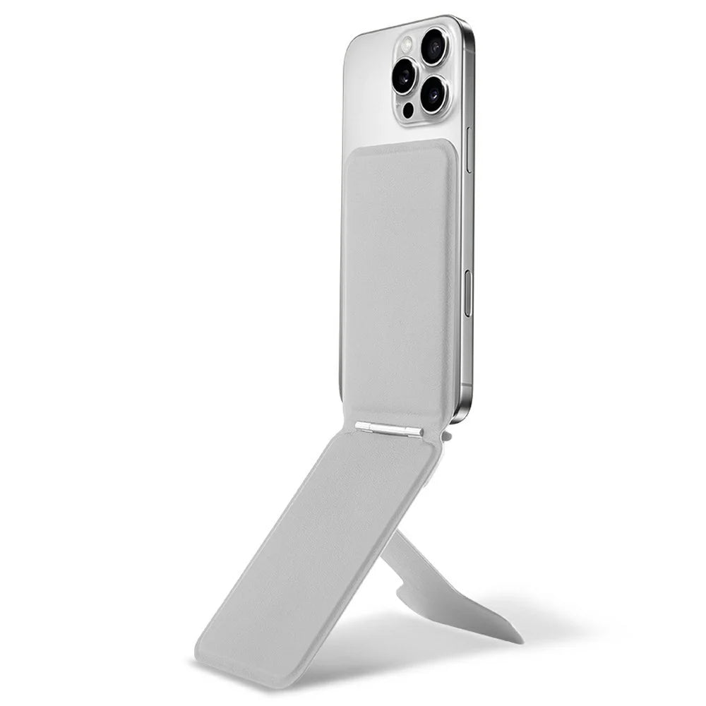 DO AS YOU WISH Foldable Square Magnetic Phone Stand with Magnetic Plate 30-90° Adjustable Phone Desktop Holder Small Rotating Shaft - Grey - 1