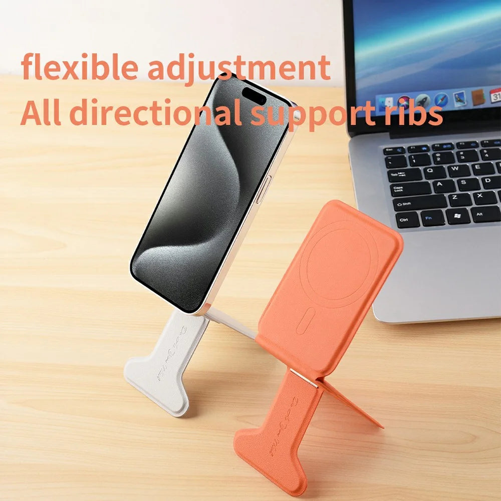 DO AS YOU WISH Foldable Square Magnetic Phone Stand with Magnetic Plate 30-90° Adjustable Phone Desktop Holder Small Rotating Shaft - Grey - 3